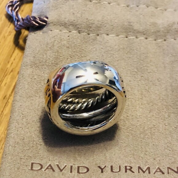 David Yurman Wide Cross Over Sterling Silver Cable Band Ring Size 5 w/Pouch Mint - Picture 12 of 13